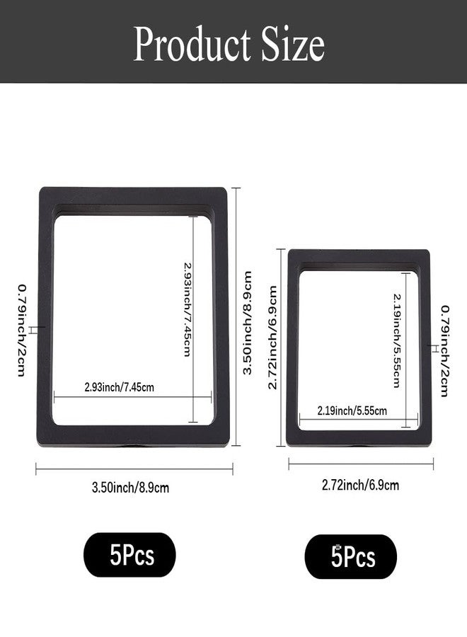 SOFPLATE 10Pcs 2 Sizes Black 3D Floating Frame Clear Floating Jewelry Display Case Holder Stands Suspension Frame Transparent PE Storage Shadow Box for Challenge Badges Collectors AA Medallions - Image 2